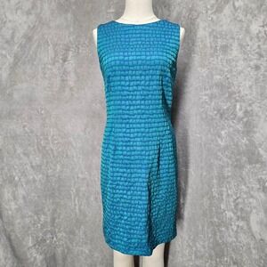 Vtg AGB Dress California Teal Blue Sleeveless Sheath Career Office‎ Size 8